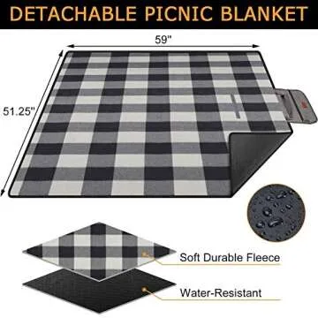 Picnic Backpack for 4 Person Picnic Set with Insulated Bag and Waterproof Picnic Blanket for Family Outdoor Camping - Khaki