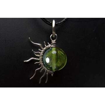 Sun Burst Genuine Moldavite Pendant or Charm in custom wire wrapped -Copper-Bronze-Stainless Steel- Iron-Niobium-Titanium -Gold-Rose Gold-Tektite Celestial Jewelry With Certificate of Authenticity