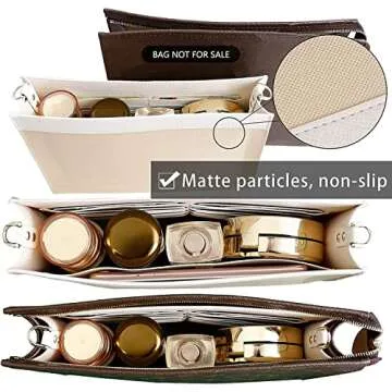 OAikor Upgraded Purse Insert Organizer Bag Fit Toiletry Pouch 26 Premium Microfiber Leather with D Rings, Waterproof Bag Insert for lv Pouch 26 Khaki (Large-26, Beige)