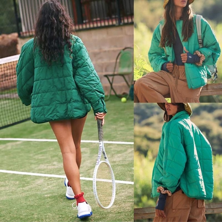 Yeokou Women's Oversized Splice Quilted Lightweight Puffer Jacket