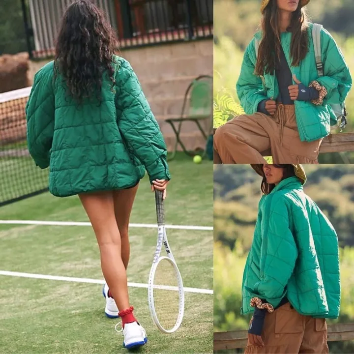 Yeokou Women's Oversized Splice Quilted Lightweight Puffer Jacket