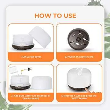 UOKIER Essential Oil Diffuser, 500ml Diffusers for Essential Oils with Remote Control, Ultrasonic Aromatherapy Diffuser Humidifier with Adjustable Cool Mist, Mood Lights, Timer & Waterless Auto-Off