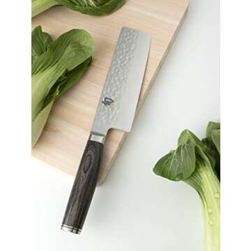 Shun Cutlery Premier Grey Nakiri Knife 5.5", Ideal Chopping Knife for Vegetables and All-Purpose Che...
