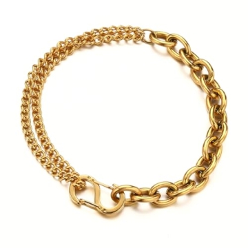 WangGao Unisex Stainless Steel Buckle Bracelet - Gold Color for All Occasions