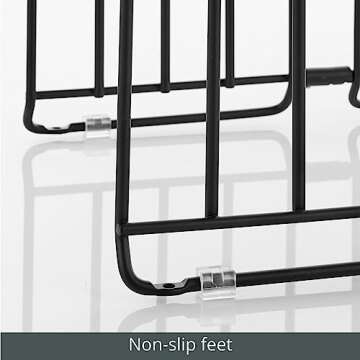 mDesign Large Metal Wire Organizer Rack for Kitchen Cabinet, Pantry, Shelves - Holder with 8 Slots for Baking Sheets, Skillets, Frying Pans, Pots, Lids, Cutting Boards, and Appliances - Black