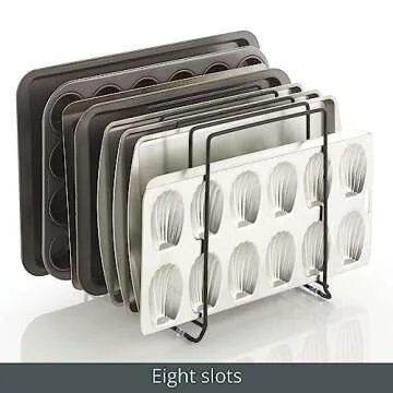 mDesign Large Metal Organizer Rack for Kitchen Supplies