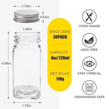 Premium SXUDA Glass Spice Jars with 350 Labels and Funnel