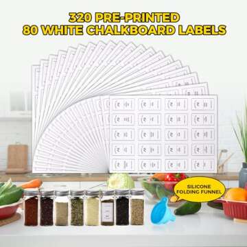 Premium SXUDA Glass Spice Jars with 350 Labels and Funnel