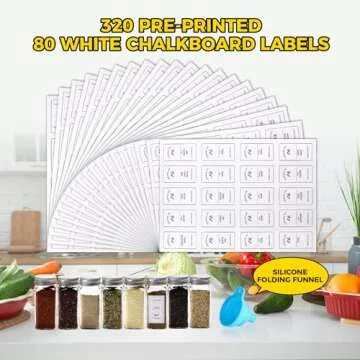 Premium SXUDA Glass Spice Jars with 350 Labels and Funnel