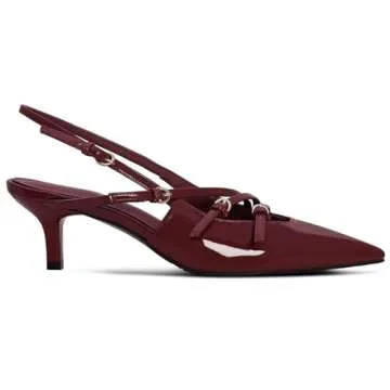 MUCCCUTE Burgundy Kitten Heels Stylish Slingback Pumps