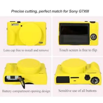 Pocoukate Case for Canon G7X Mark III - Yellow Silicone Cover