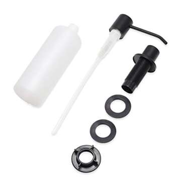 Built in Sink Soap Dispenser Matte Black 17oz Bottle Stainless Steel Pump Head 500ml