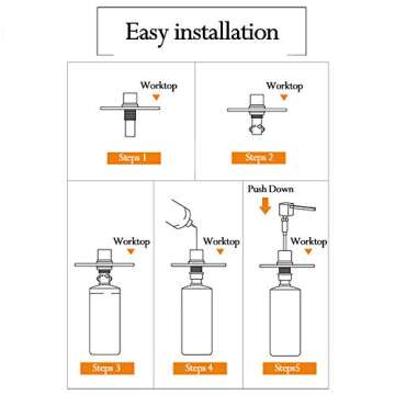 Built in Sink Soap Dispenser Matte Black 17oz Bottle Stainless Steel Pump Head 500ml