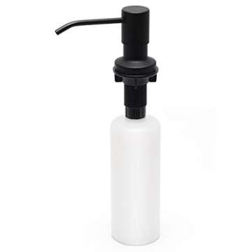 Built in Sink Soap Dispenser Matte Black 17oz Bottle Stainless Steel Pump Head 500ml