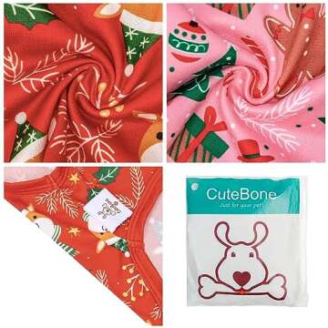 CuteBone Dog Christmas Shirts 2-Pack Soft Pet Clothes Breathable Summer Vest for Small Puppy and Str...