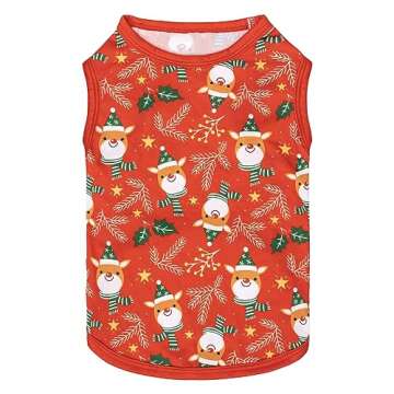 CuteBone Dog Christmas Shirts 2-Pack Soft Pet Clothes Breathable Summer Vest for Small Puppy and Stretchy Cat Apparel 2BX16S