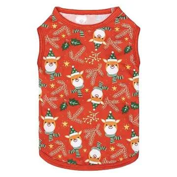 CuteBone Dog Christmas Shirts 2-Pack Soft Pet Clothes Breathable Summer Vest for Small Puppy and Stretchy Cat Apparel 2BX16S