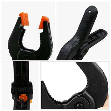 6 Inch Plastic Spring Clamps, Heavy Duty Plastic Muslin Backdrops Clamps Ideal for Woodwork DIY Projects, Photo Studios, Art and Crafts (6 Pieces)