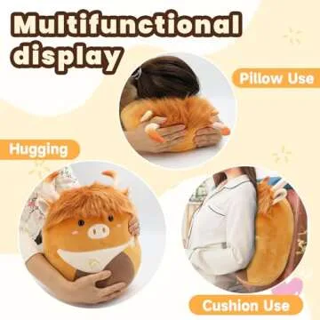 Yytoyshop Highland Cows Plush Pillow Adorable Cow Stuffed Animal Plushies Toys Soft Fluffy Cow Plush...