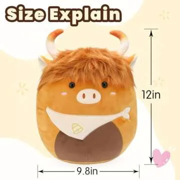 Yytoyshop Highland Cows Plush Pillow Adorable Cow Stuffed Animal Plushies Toys Soft Fluffy Cow Plush Pillow for Birthdays Valentines Day (Cow)