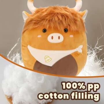 Yytoyshop Highland Cows Plush Pillow Adorable Cow Stuffed Animal Plushies Toys Soft Fluffy Cow Plush Pillow for Birthdays Valentines Day (Cow)