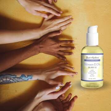 Best of Nature Vitamin E Oil 28,000 IU - Unscented Moisturizer for Hair, Skin, Face & Hands - Damage Repair Formula