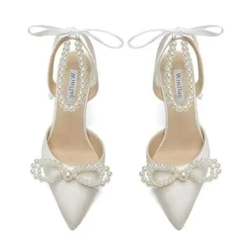 Luxury Pearl Wedding High Heels - Stylish Bridal Shoes - Ivory -8.5