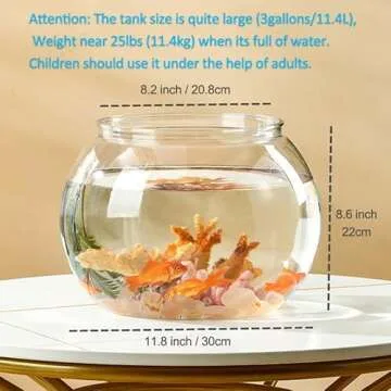 Newpol （Large Size） 3 Gallon Plastic Fish Bowl, Aquarium Fish Tank 11.5L