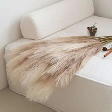 CEWOR 3pcs 43" 3.6FT Faux Pampas Grass Tall Pampas Grass for Vase Filler Artificial Pompous Grass Fake Pompass Branches Arrangement for Home, Living Room, Kitchen, Wedding, Boho Decor