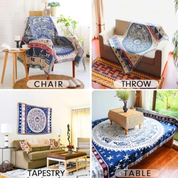 MayNest Boho Woven Throw Blanket for Stylish Comfort