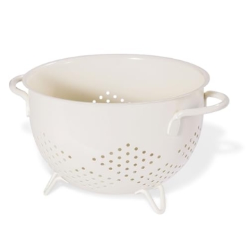 Stylish 5 Quart Powder Coated Metal Colander with Double Handles, Ideal for Kitchen Use