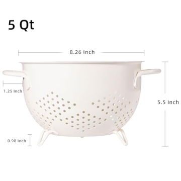 Versatile 5 Quart Metal Colander with Stable Three-Legged Base