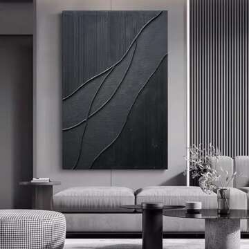 NANKAI Art Hand-Painted Thick Texture Black Minimalist Oil Painting 45x30 Inch Large Home Wall Decorative Art Painting