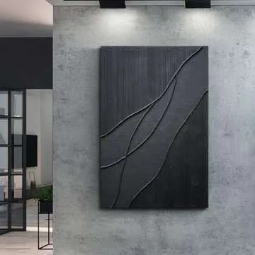 NANKAI Art Hand-Painted Thick Texture Black Minimalist Oil Painting 45x30 Inch Large Home Wall Decorative Art Painting