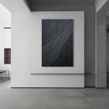 NANKAI Art Hand-Painted Thick Texture Black Minimalist Oil Painting 45x30 Inch Large Home Wall Decorative Art Painting