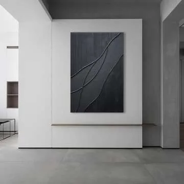 NANKAI Art Hand-Painted Thick Texture Black Minimalist Oil Painting 45x30 Inch Large Home Wall Decorative Art Painting