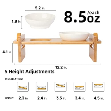 FUKUMARU Elevated Cat and Dog Bowls - 15° Tilted Design