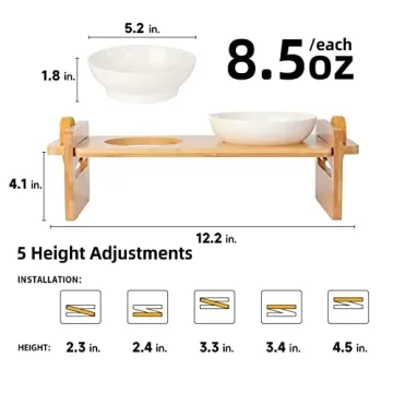 FUKUMARU Elevated Cat and Dog Bowls - 15° Tilted Design