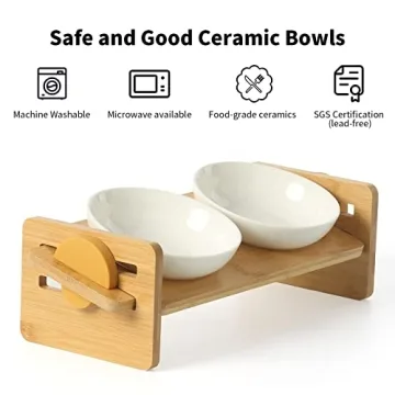 FUKUMARU Elevated Cat and Dog Bowls - 15° Tilted Design