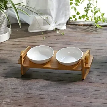 FUKUMARU Elevated Cat and Dog Bowls - 15° Tilted Design