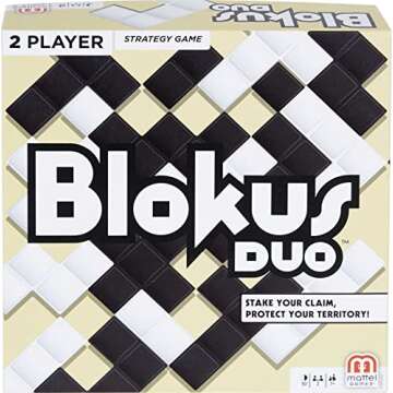 Mattel Games Blokus Duo 2-Player Strategy Board Game, Family Game for Kids & Adults with Black and White Pieces