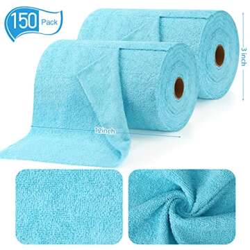 Fumete Microfiber Cleaning Cloths Roll 75 Pack 12 x 12 Reusable Absorbent Tear Away Towels Washable ...