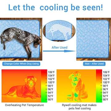 Rywell Upgrade Self-Cooling Mat for Dogs Extra Large, 44'' x 32'' - Endothermic Color Changing Arc-C...
