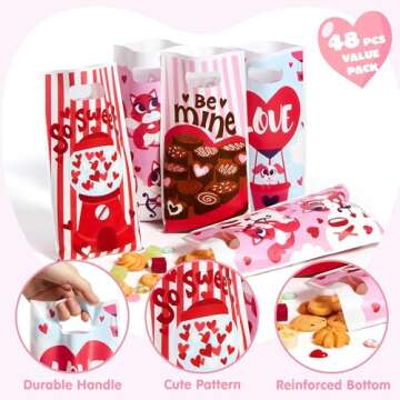 JOYIN 48 Pcs Valentines Day Gift Gags for Kids Party Favor Supplies Classroom Exchange Prizes Valentine’s Treat Bags Set including Foam stickers