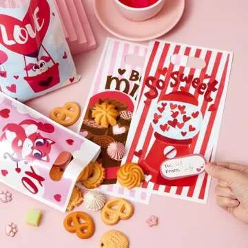 JOYIN 48 Pcs Valentines Day Gift Gags for Kids Party Favor Supplies Classroom Exchange Prizes Valentine’s Treat Bags Set including Foam stickers