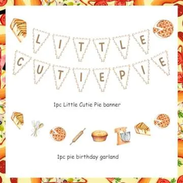 Balterever Little Cutie Pie Baby Shower Decorations Cutie Pie Baby Shower Banner Garland Pie First Birthday Decorations Pie Theme Baby Shower Party Bunting Decorations for Kids Boys Girls