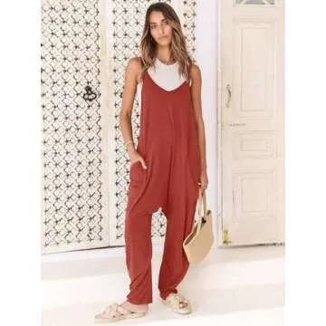 ANRABESS Jumpsuits for Women Casual Summer Overalls Sleeveless Spaghetti Strap Romper Jumpers Trendy...