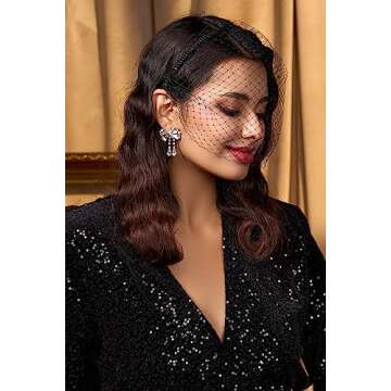 BABEYOND 1920s Flapper Fascinator Veil Headband