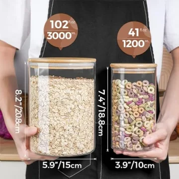 ComSaf Glass Jar with Airtight Lid Set for Kitchen Storage