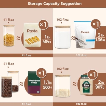 ComSaf Glass Jar with Airtight Lid Set for Kitchen Storage